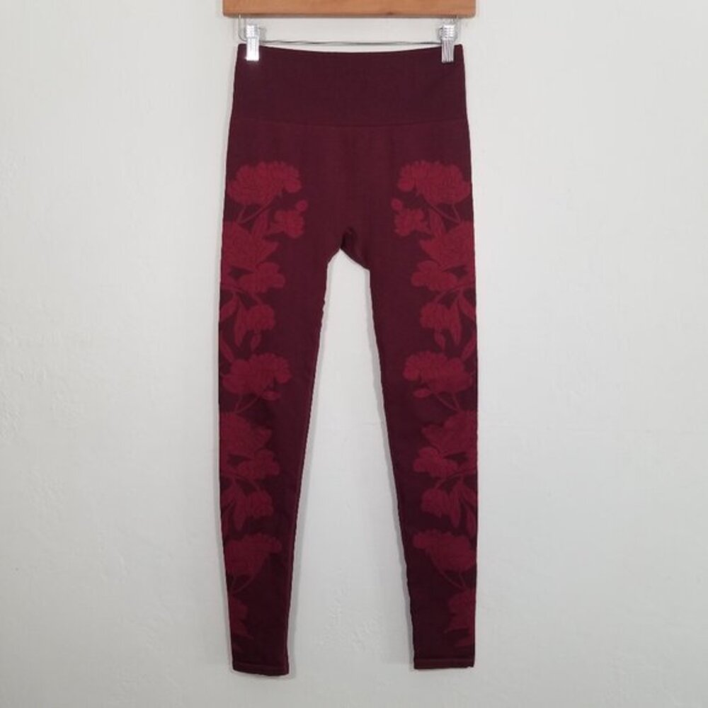 Fabletics Burgundy Floral High-Waist Leggings